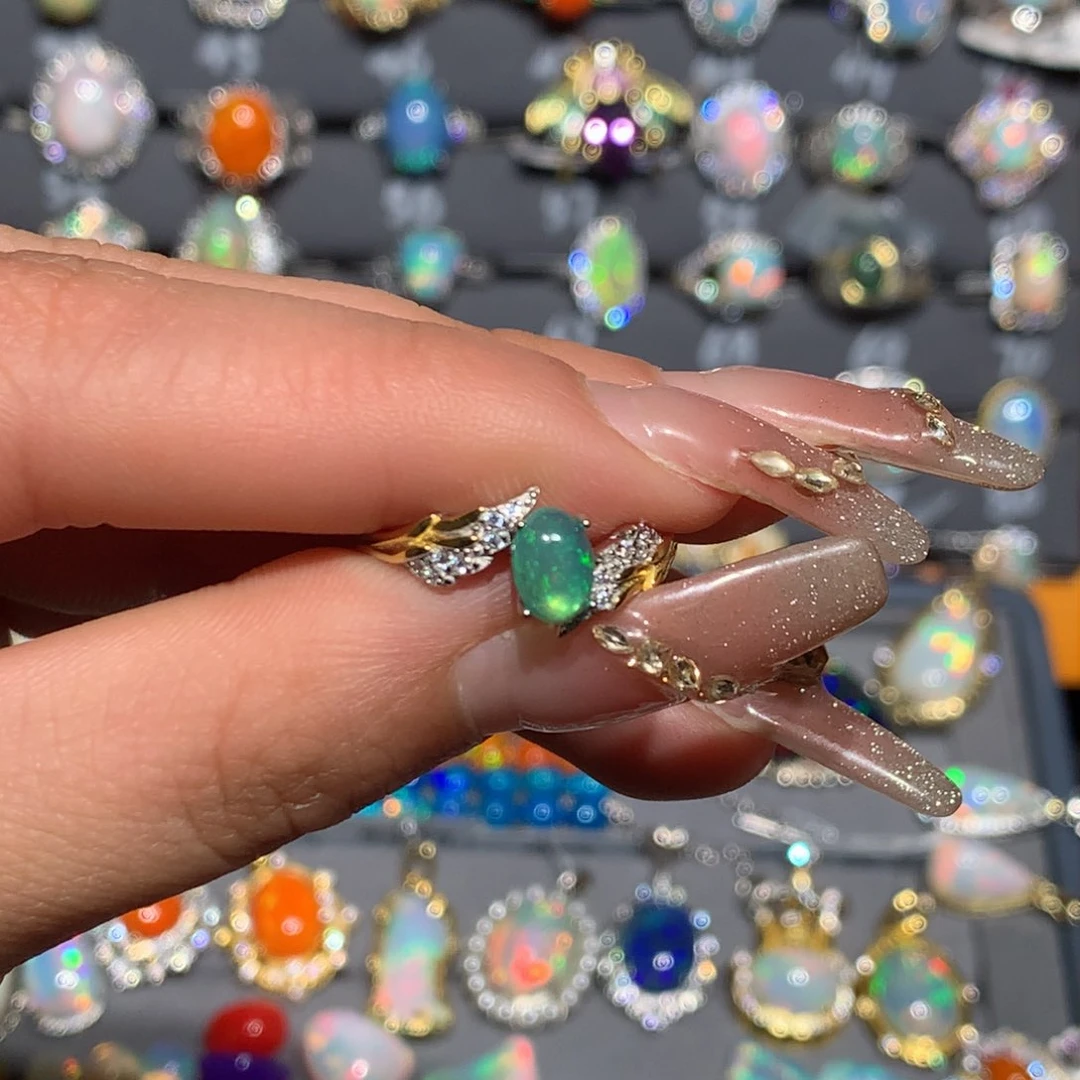 欧泊福利戒指银S925镶嵌A***_