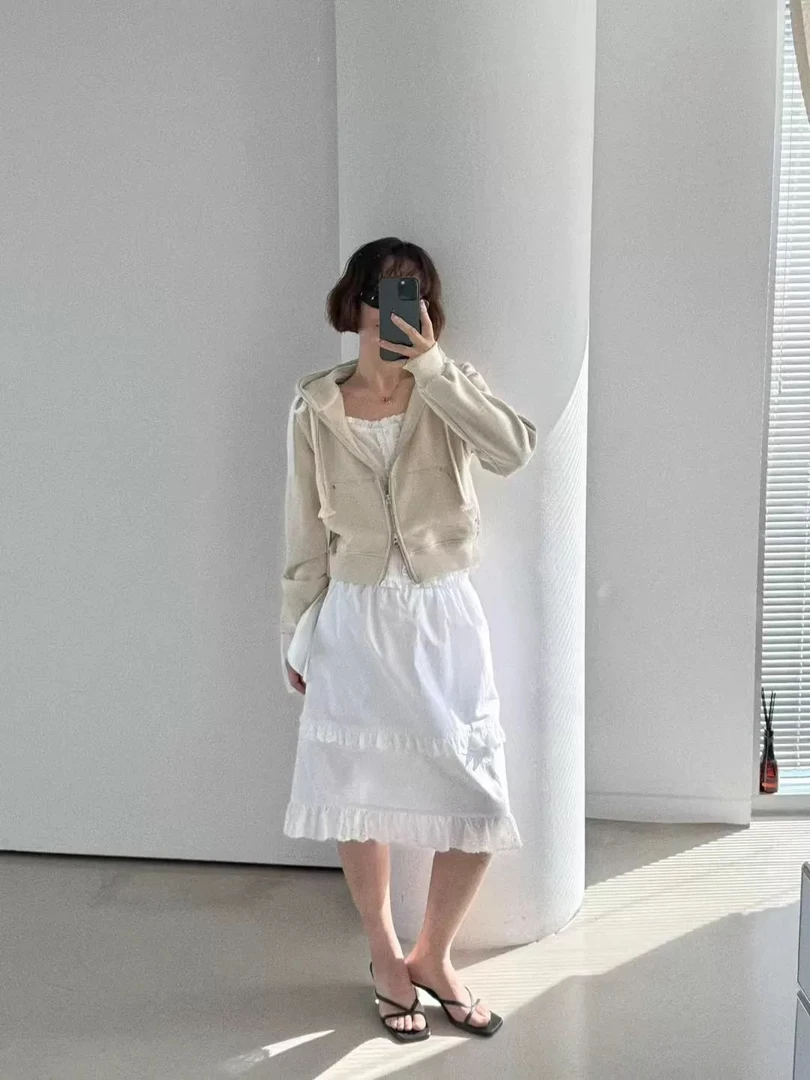 现~oli seoul韩国东大门代购女2025夏季时尚温柔木耳边减龄半身裙