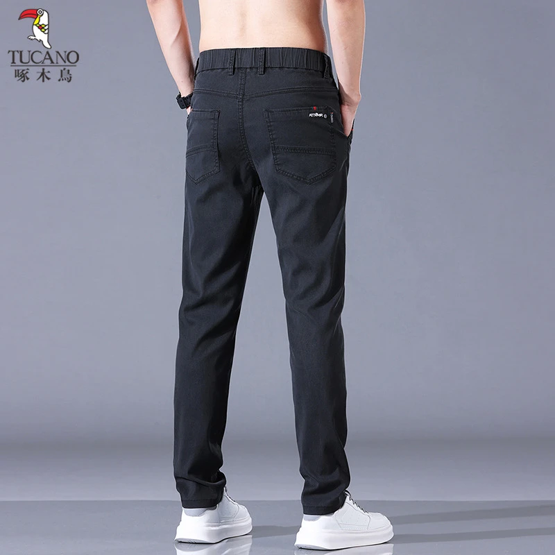 啄木鸟弹力男款牛仔裤裤子直筒裤春秋休闲裤修身黑色直筒百搭宽松