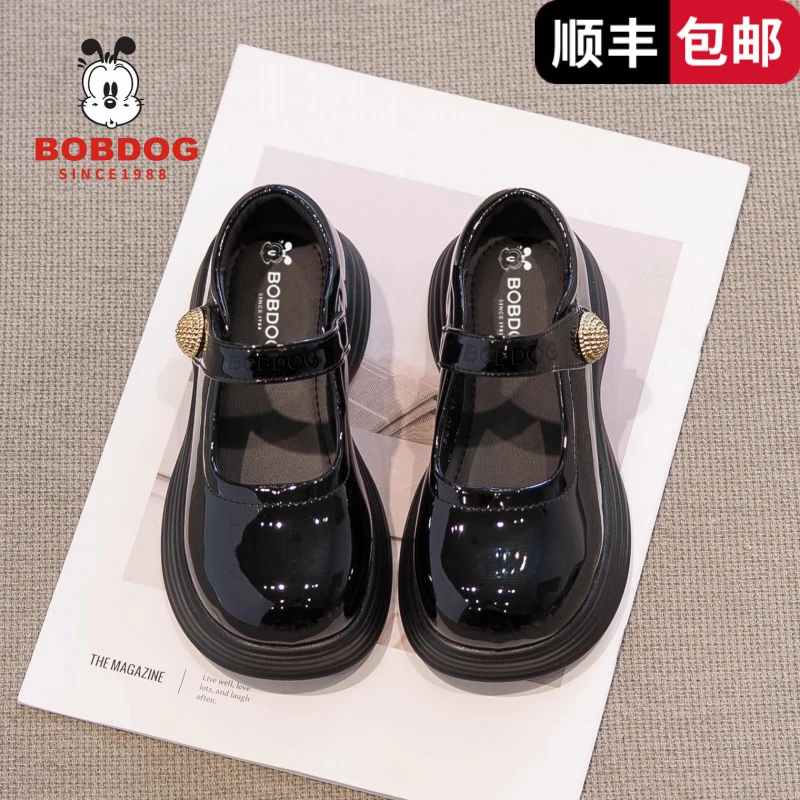 巴布豆女童小皮鞋秋季2025新款女孩公主黑色乐福鞋儿童鞋子玛丽珍