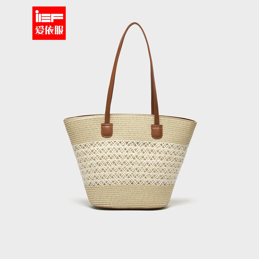 IEF/爱依服女包2025夏季新款法式沙滩度假风编制设计大容量托特包