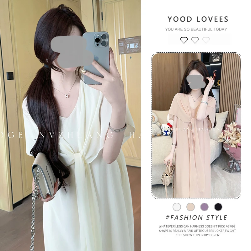 夏季新款法式轻奢高级感纯欲显瘦舒适感洋气连衣裙女今年流行时尚