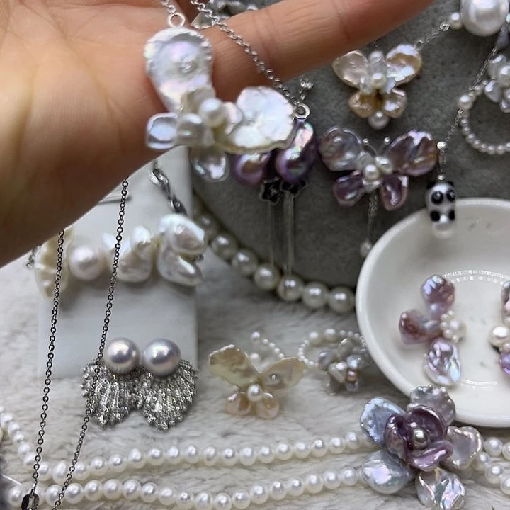 颈饰银S925镶嵌淡水珍珠