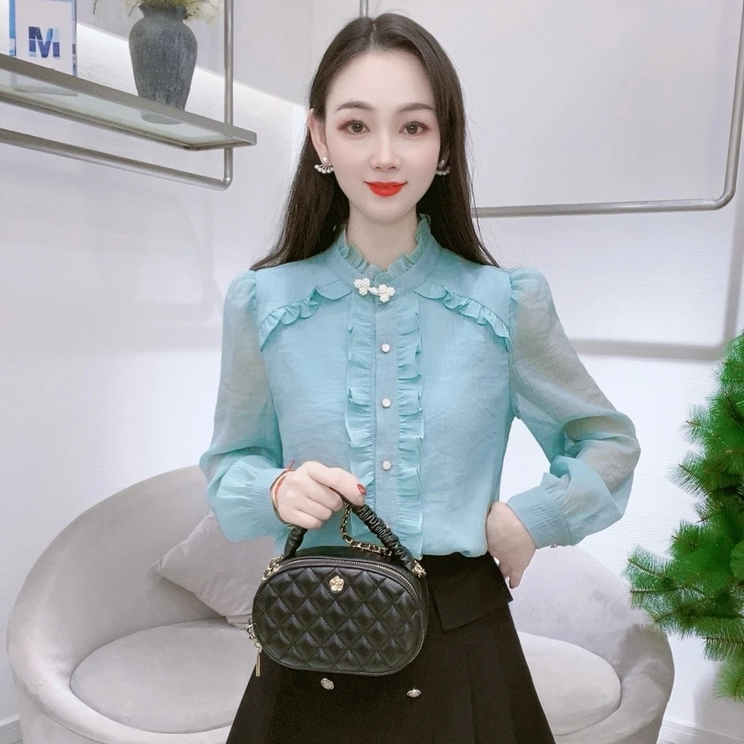 A7913早春新款韩系女新款洋气小衫长袖上衣