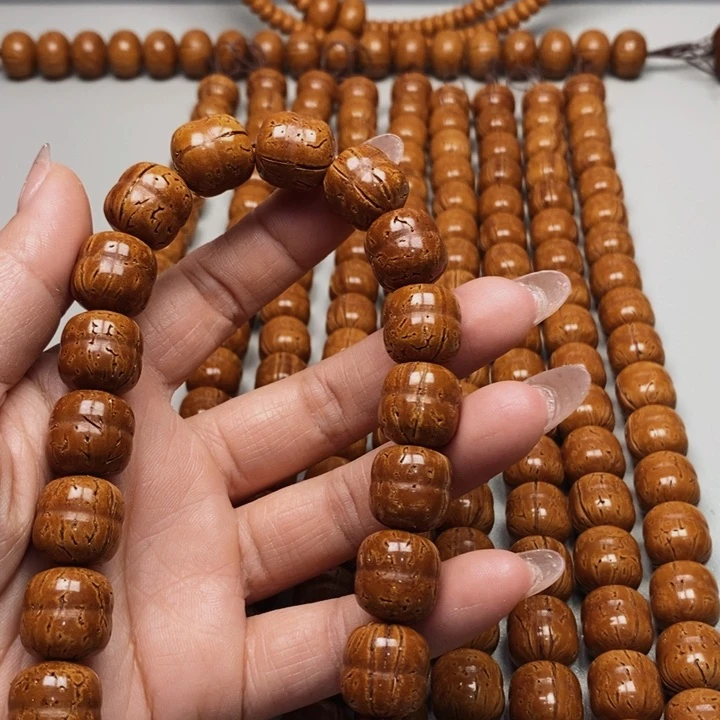 桃核手串双珠14花皮色差开脐开裂15颗