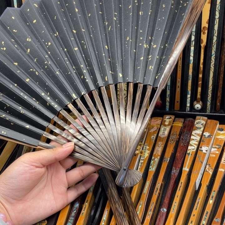 扇子18方圆头黑棕余四海纯手工