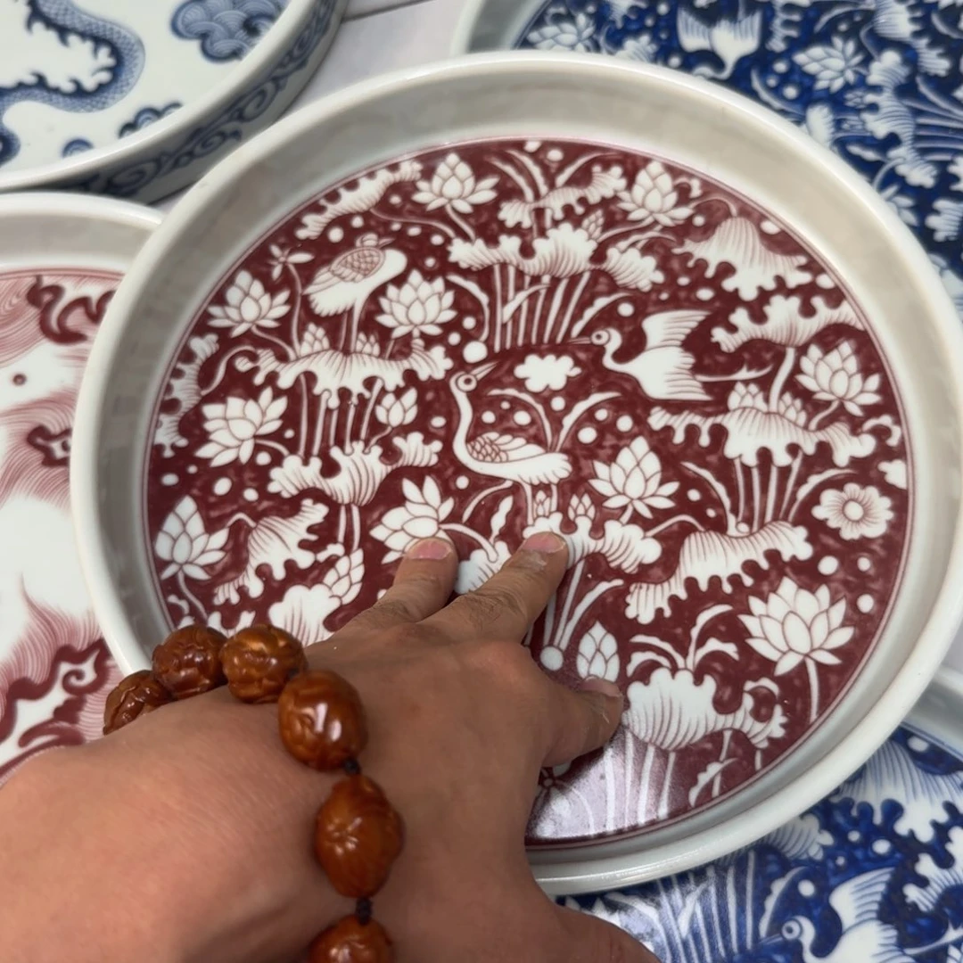 杯釉里红一路连科干泡台