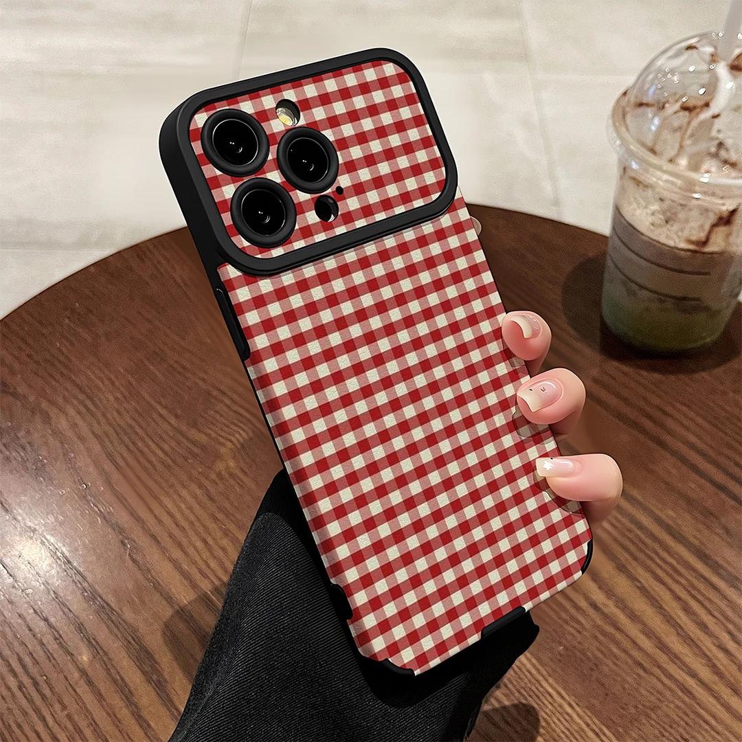 红色条纹拼接适用苹果17promax手机壳iphone16pro新款高级苹果15