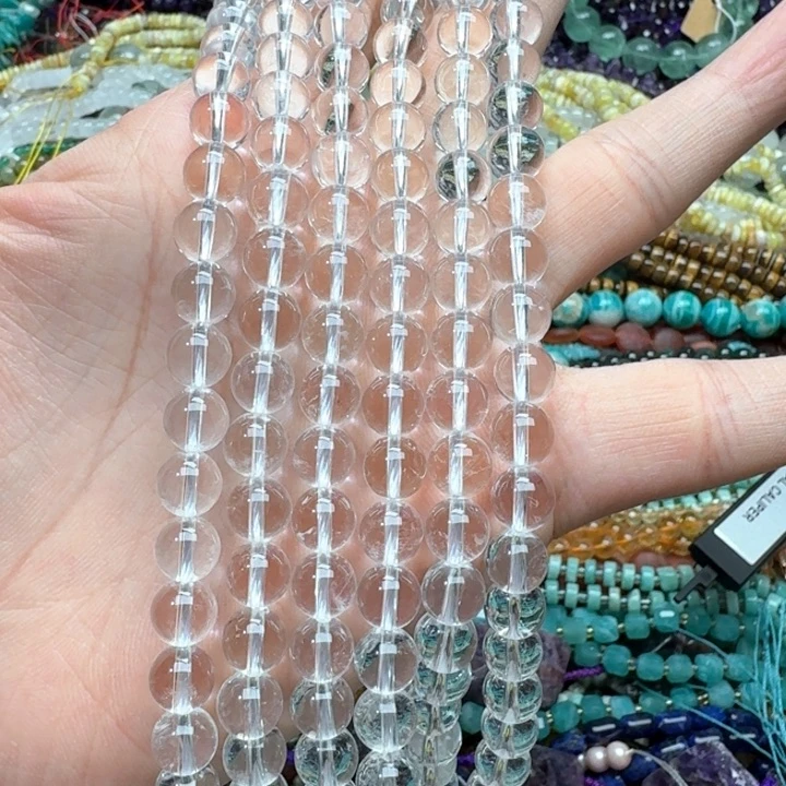 合金玛瑙/玉髓珠宝半成品一条8mm净体白水晶