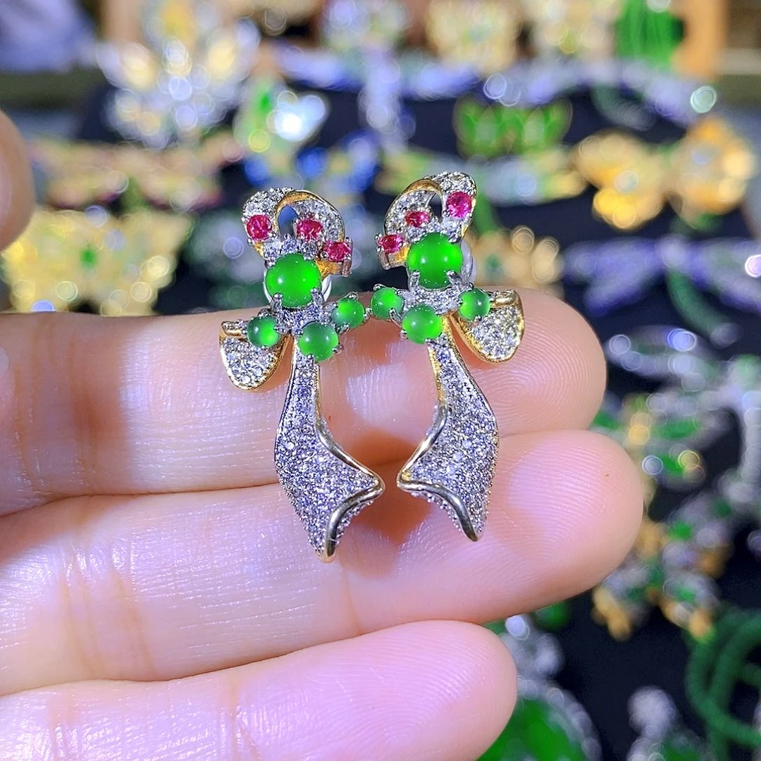 吊坠(不含链)银S925镶嵌翡翠