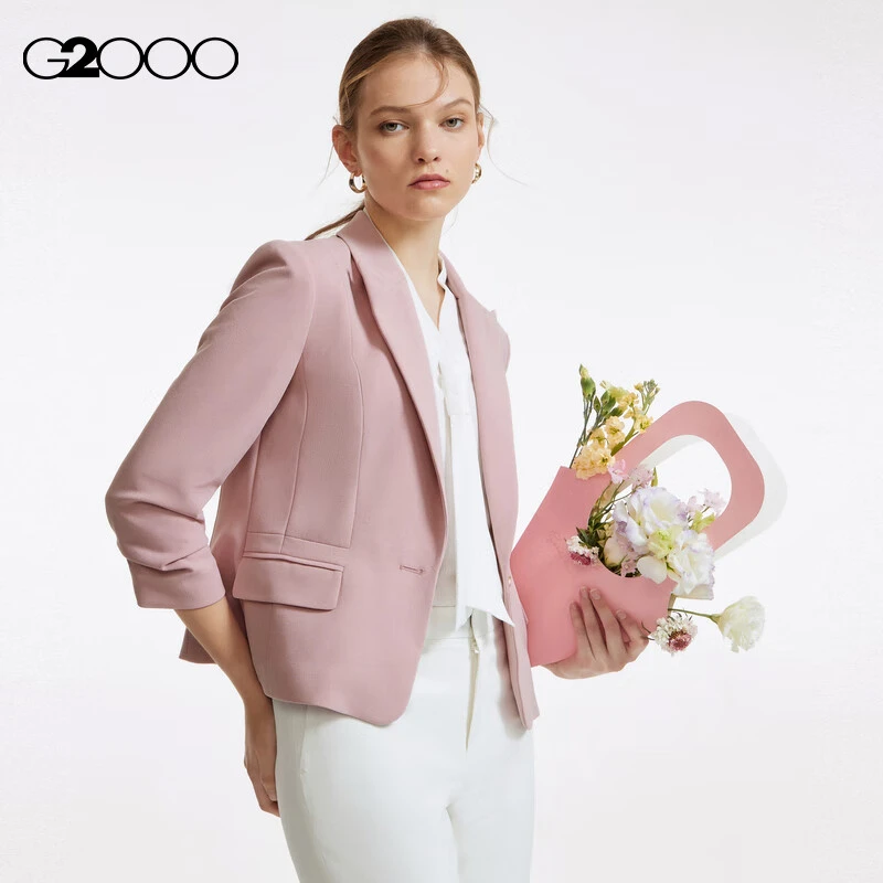 G2000女装舒适时尚自然抽褶袖口淑女优雅休闲西装