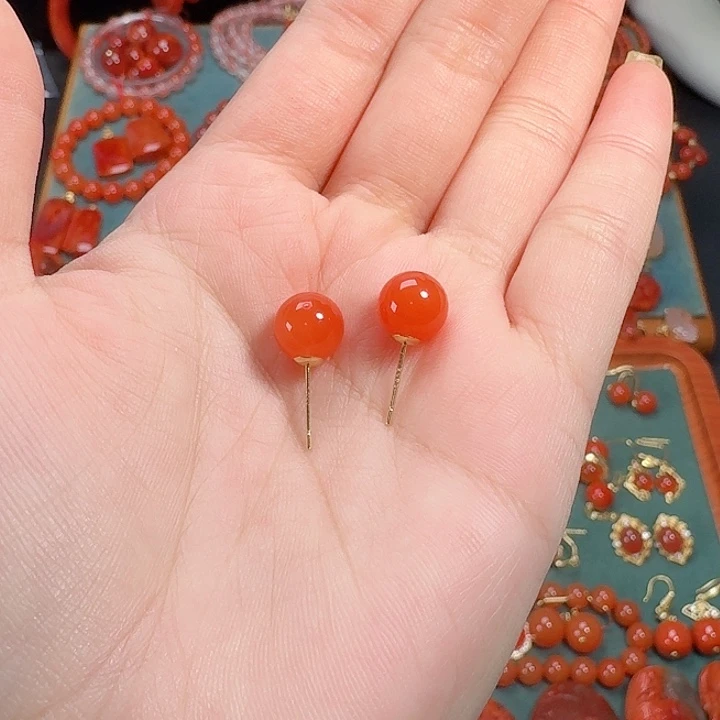 南红玛瑙银S925镶嵌8+