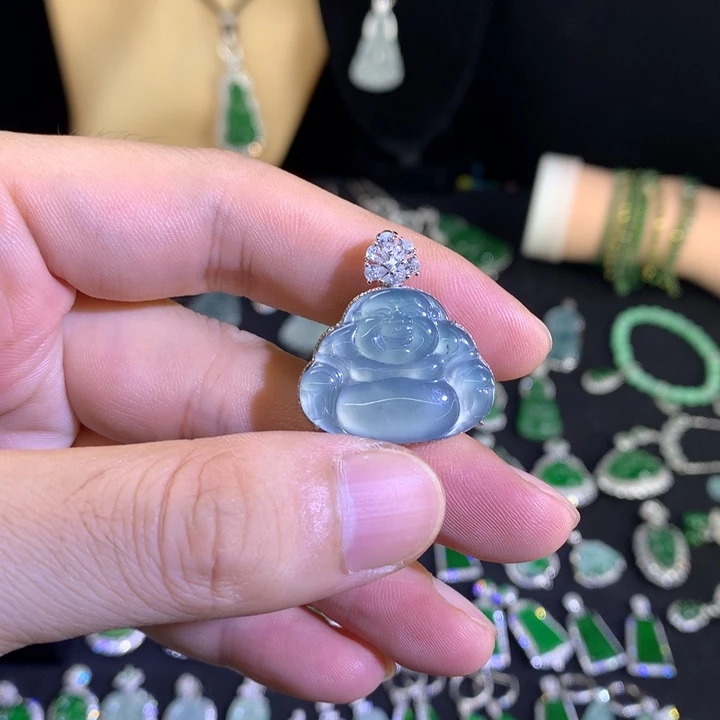 颈饰银S925镶嵌翡翠