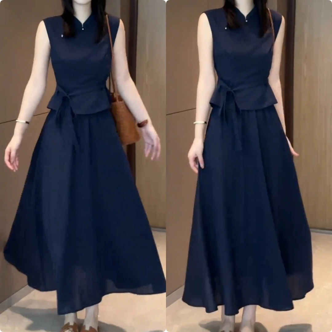 2025夏季新款时尚修身显瘦款女气质网红洋气两件套百搭款G6118