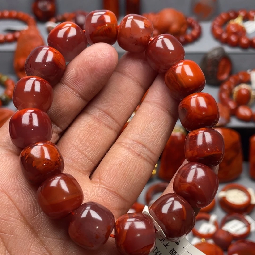 南红玛瑙未镶嵌珠宝奇石单圈14