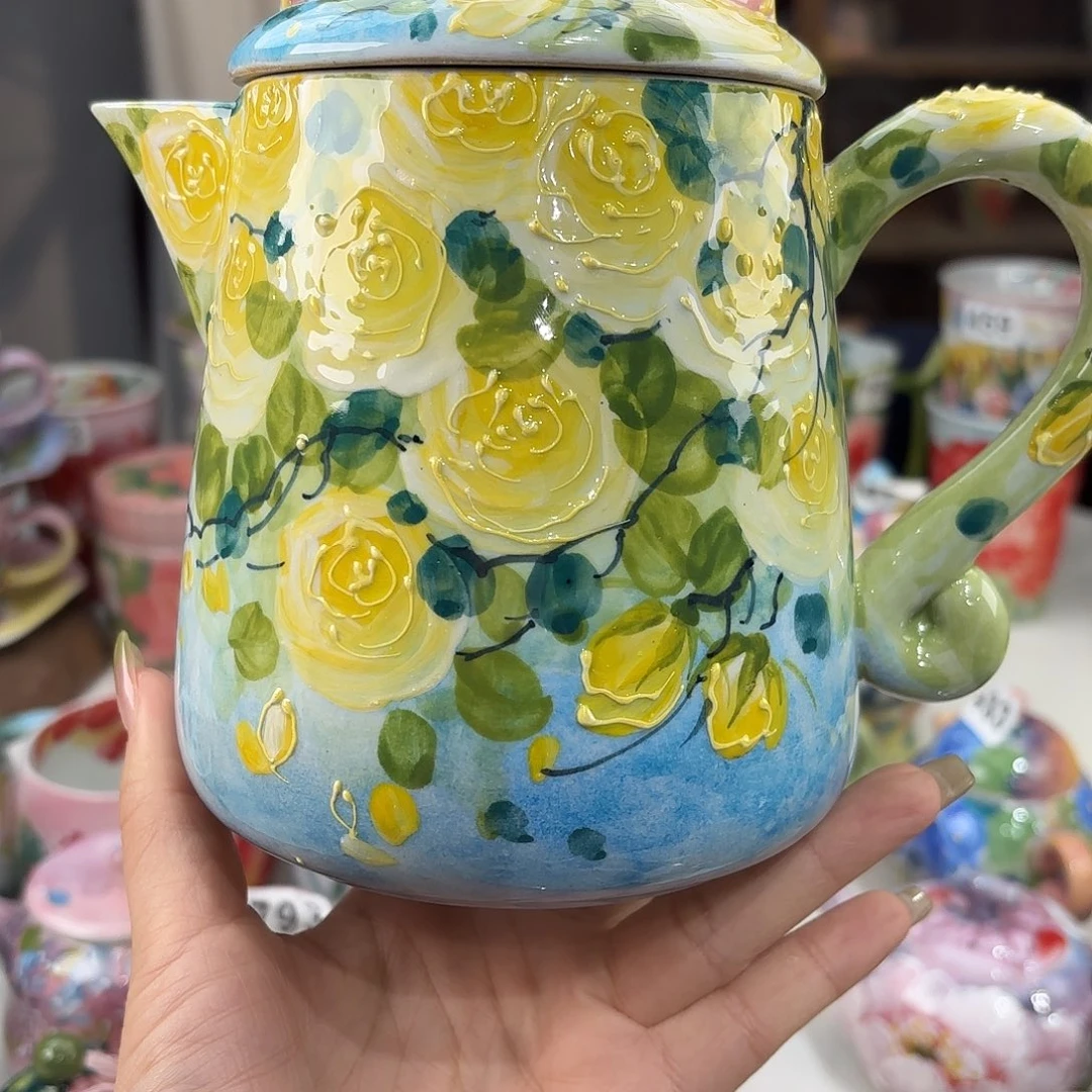 瓷片景德镇手绘高温釉下彩陶瓷茶具