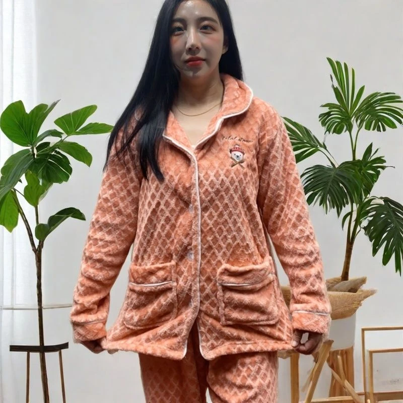 2025新冬季睡衣情侣男女加绒保暖宽松大码家居服可外穿