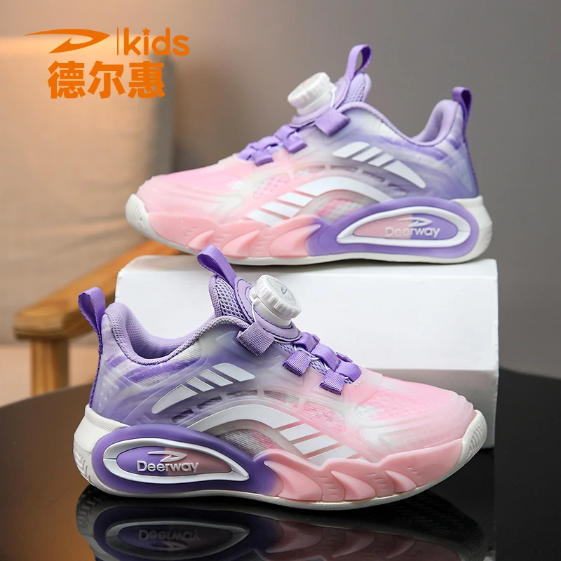 德尔惠女童跑步鞋网面透气春夏6-12新款男童鞋子女孩中大童运动鞋