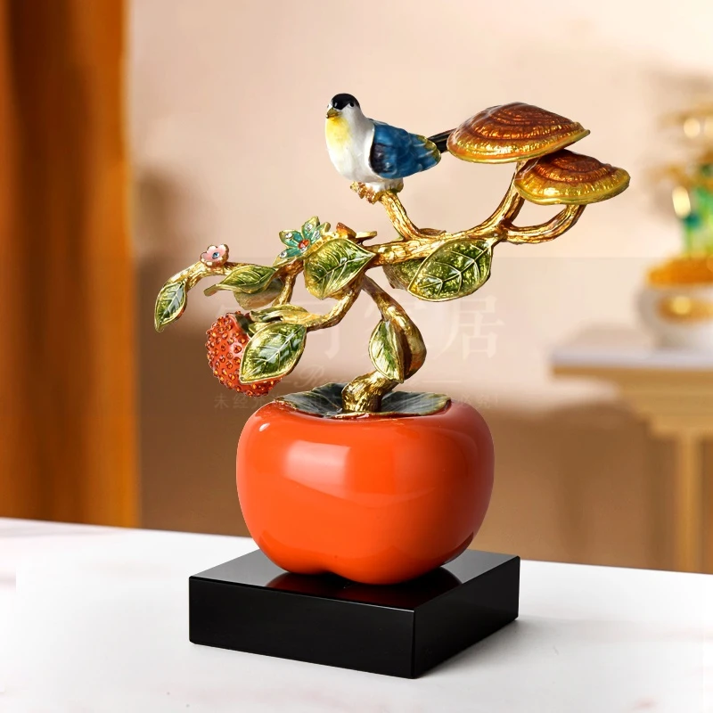 新中式珐琅彩事事如意柿子玄关装饰摆件家居饰品柿子乔迁新居礼品