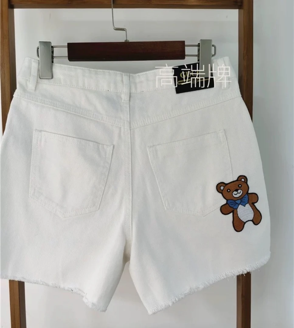 阔腿高腰小熊短裤