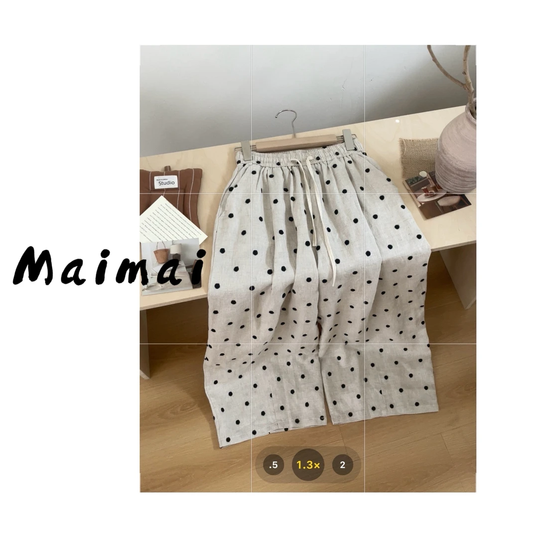 买买【星辰】韩系波点百搭夏季休闲直筒裤