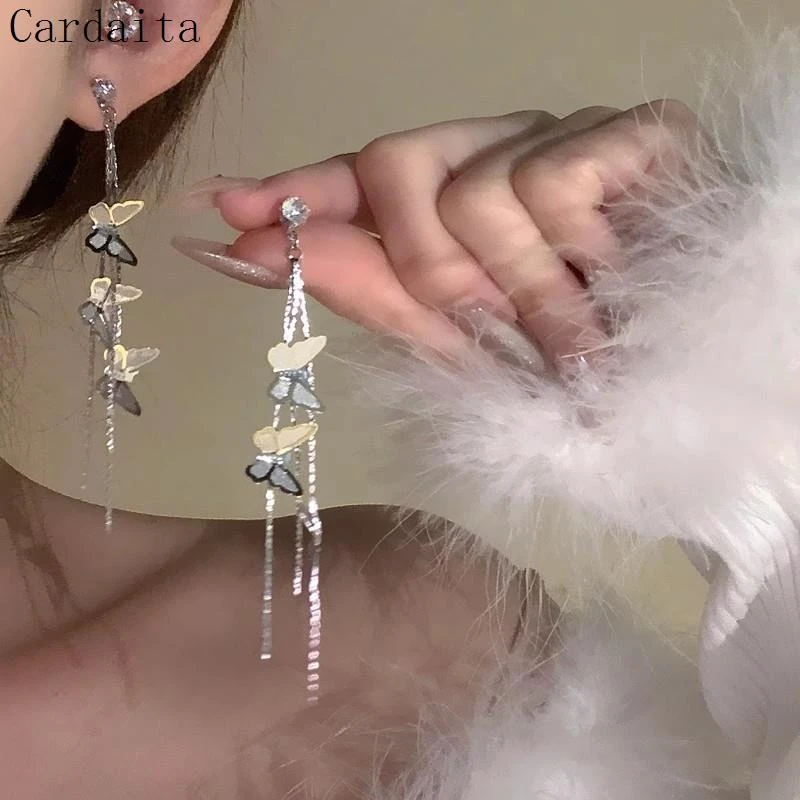 铜合金锆石耳饰 森系温柔气质显脸小流苏耳钉2025新款首饰女款小