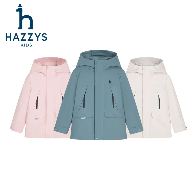 Hazzys/哈吉斯品牌童装【一诺爸爸】男女童加绒厚风衣时尚户外休闲