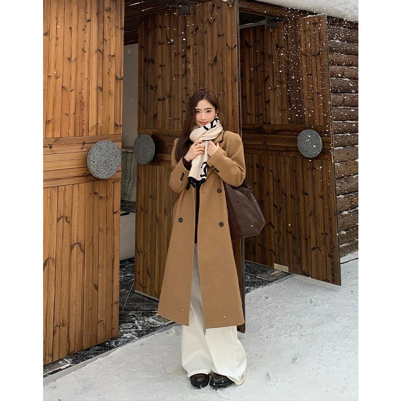 橘子树在哪儿高级气质正肩中长款大衣女韩版百搭收腰外套风衣秋冬