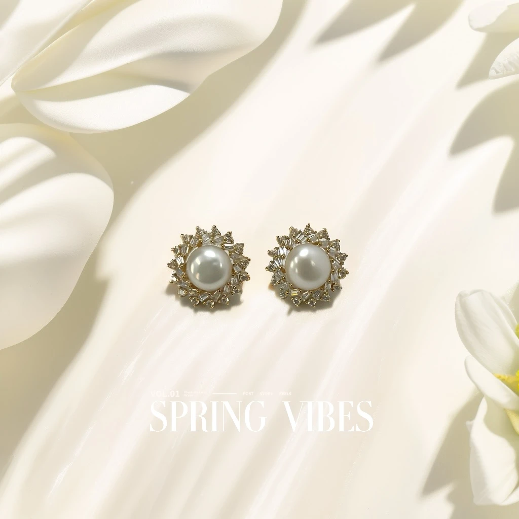 铜合金耳饰 耳饰 - DSN设计师款高级复古耳钉（1097）