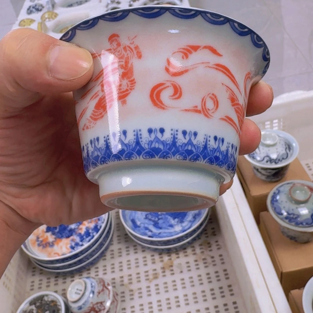 瓷片敦煌飞天二才马蹄盖碗