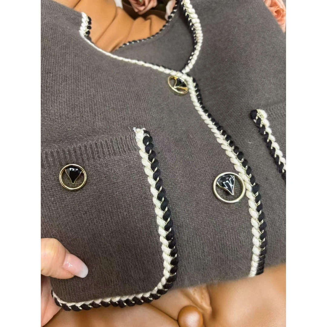 【蜜熊加厚小香针织外套-玉姐家】女士高定轻奢毛衣外套 新选f900