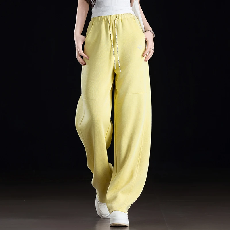 黄色弯刀卫裤女款爆款2026新款春秋美式香蕉裤子高腰休闲运动裤女