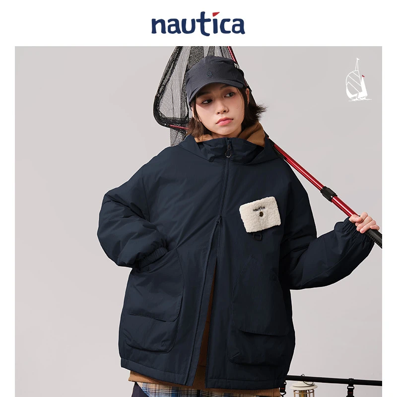【官方正品】nautica白帆 日系中性宽松舒适立体口袋棉服JW5481