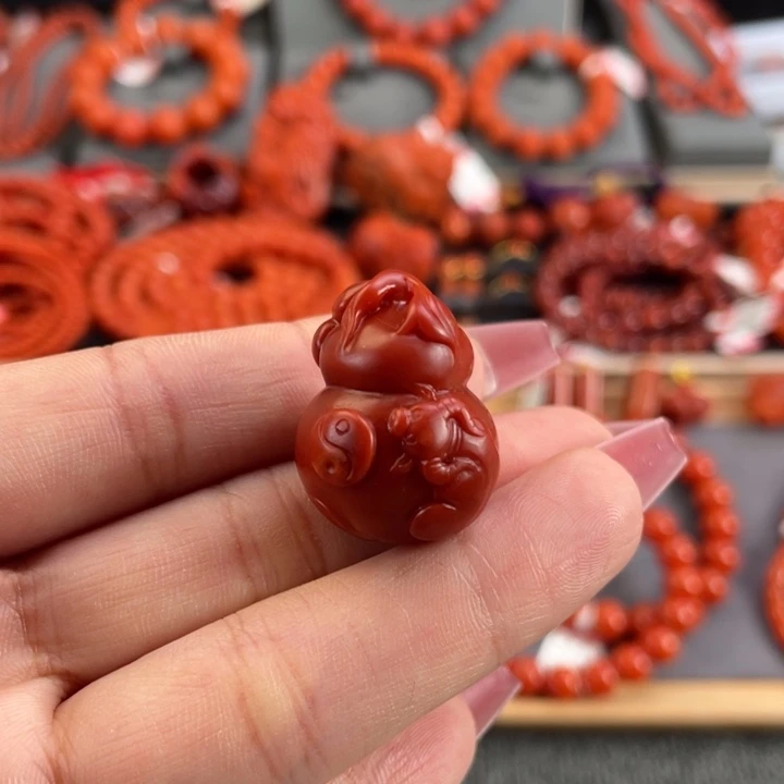 南红玛瑙未镶嵌吊坠(不含链)瓦西南红锦红色葫芦