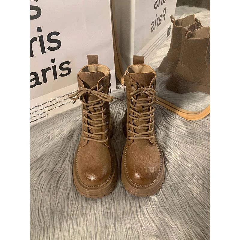 【澳门专柜正品】羊皮版！英伦风辣妹马丁靴女秋冬2025新款骑士单短