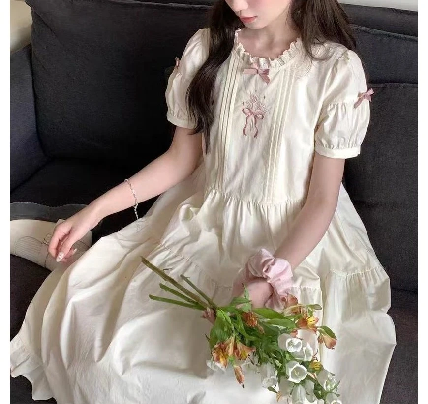 15初中学生韩版宽松甜美连衣裙女夏季13少女孩12女大童新款长裙子