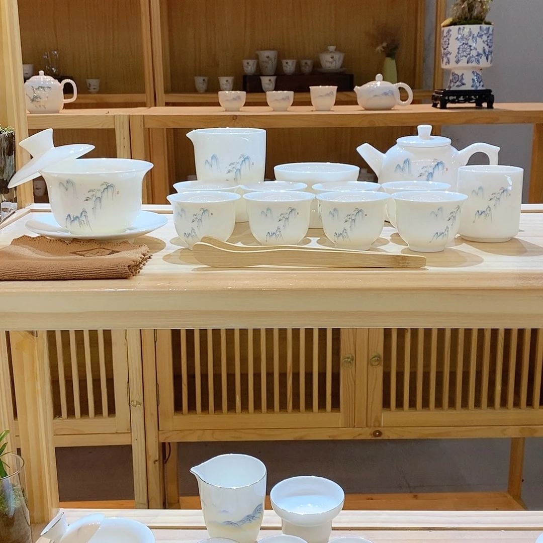 【墨城】羊脂玉瓷高山流水16头