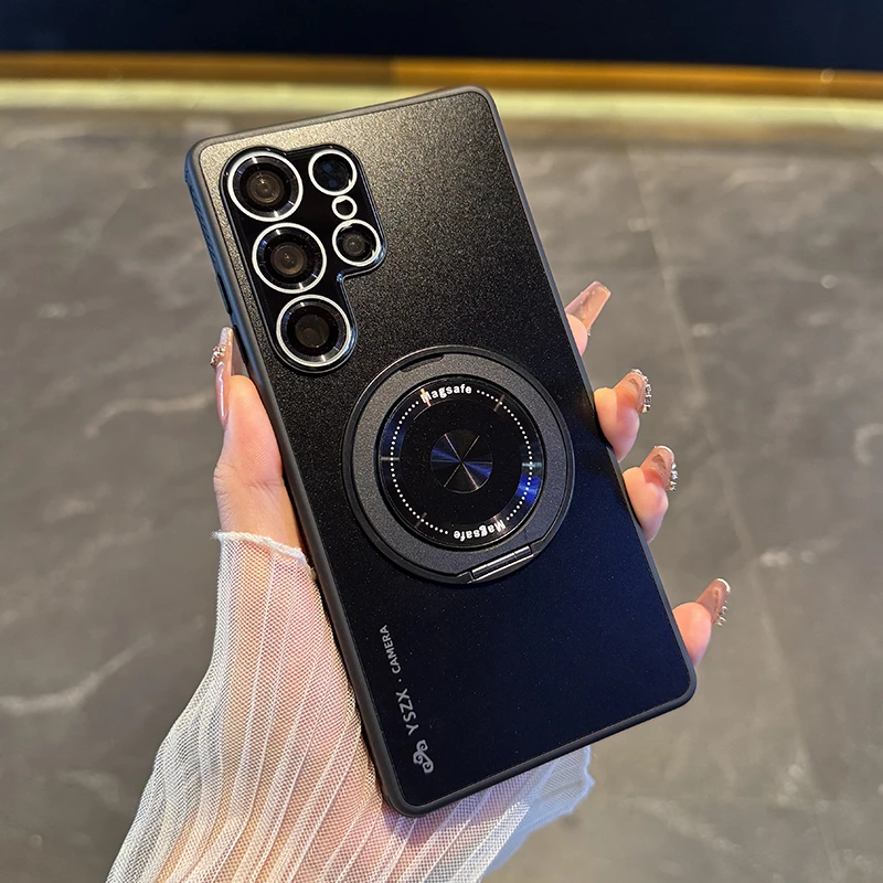 适用于三星s25手机壳全包磁吸支架s25ultra散热网孔磨砂商务硬套