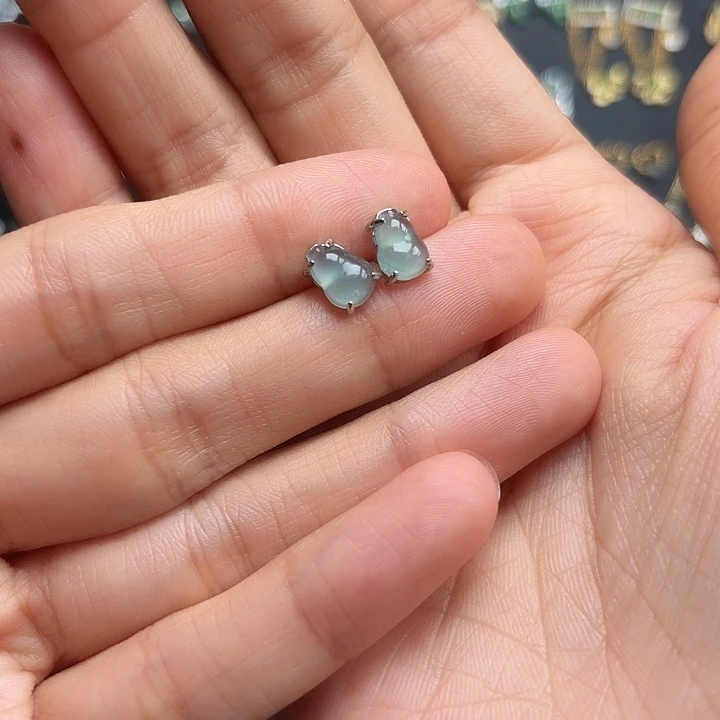 翡翠银S925镶嵌耳饰