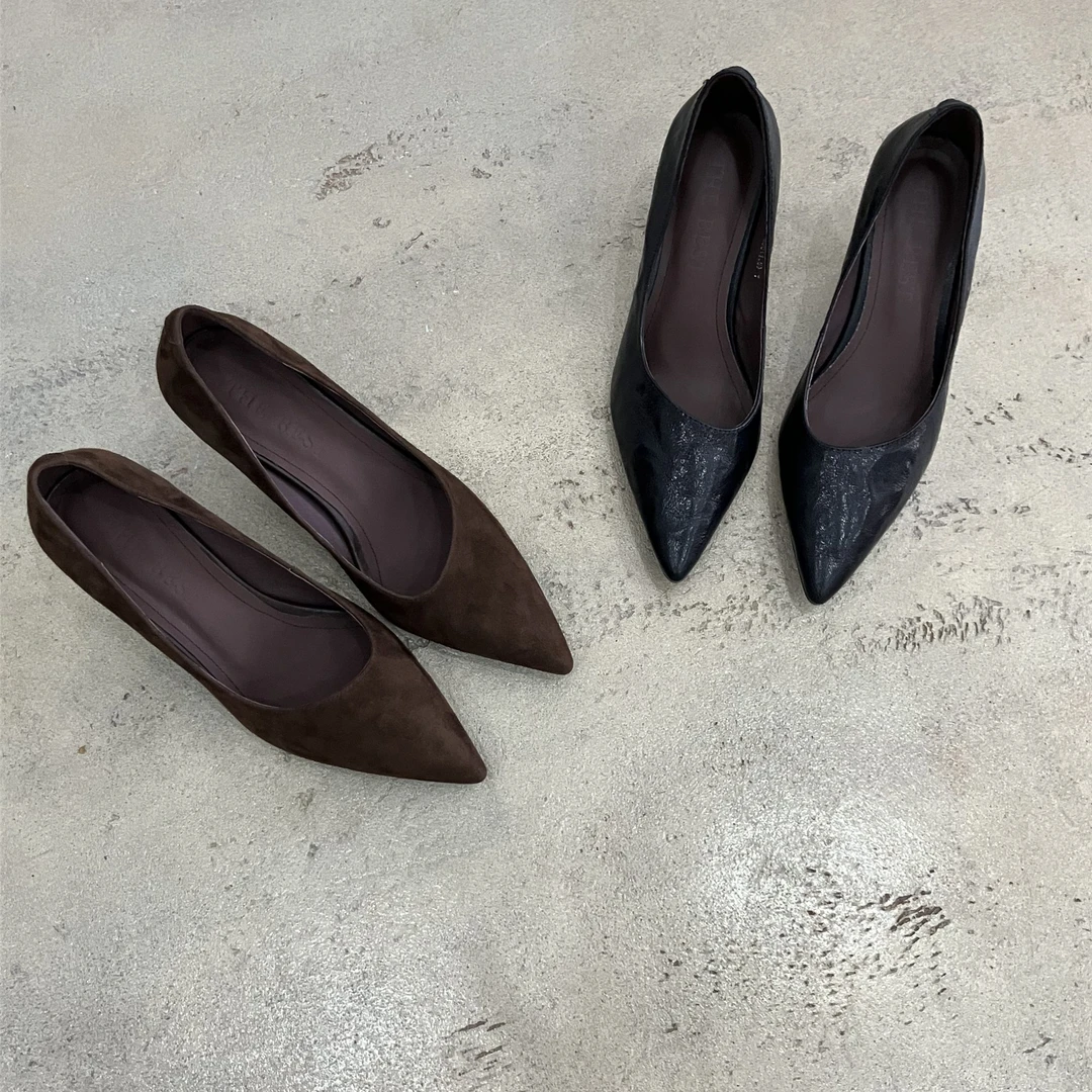 法式极简风纯色浅口高跟鞋年气质小单鞋尖头瓢鞋女款2025新款爆款