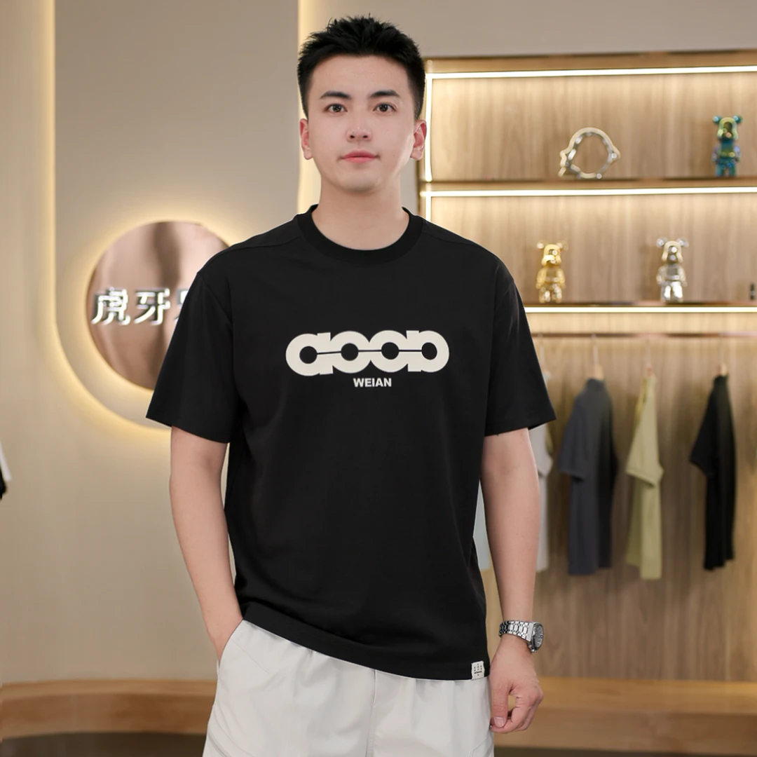 【达人专属】重磅凉感t恤2025夏季字母印花莱赛尔圆领休闲短袖Z6113