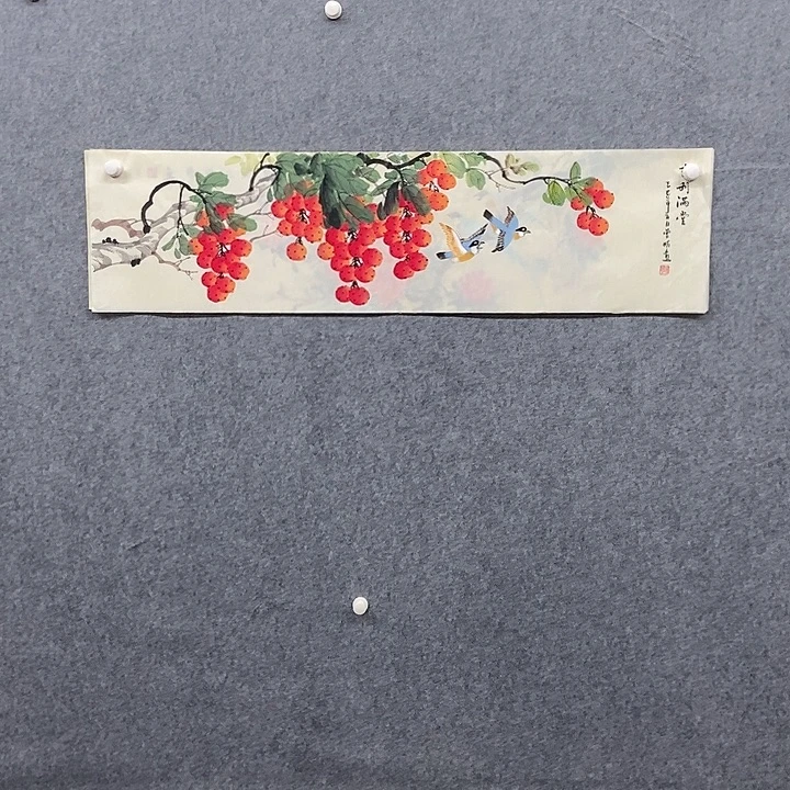 国画四尺对开花鸟一幅