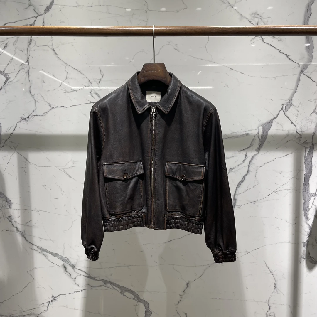 【溯源专场-皮衣】古铜色经典复古皮衣外套23188