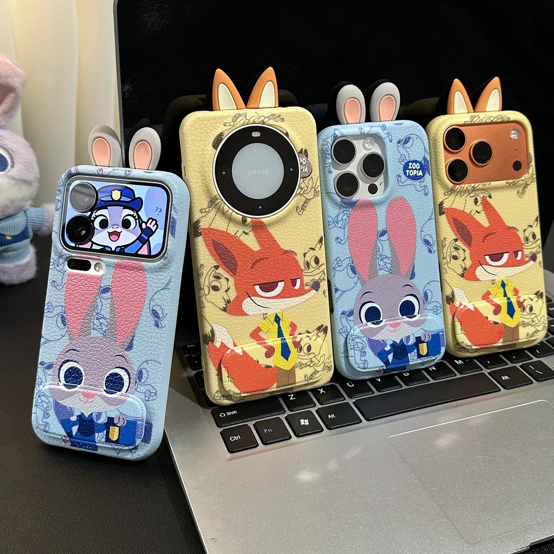 雅天立线条卡通尼克朱迪适用苹果17手机壳华为vivoppo小米15情侣