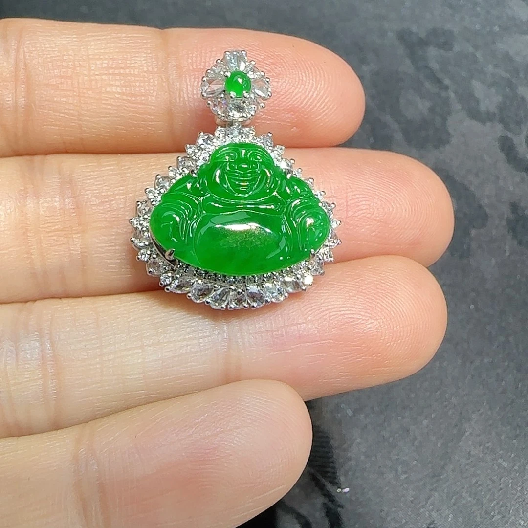 翡翠吊坠(不含链)18K金镶嵌