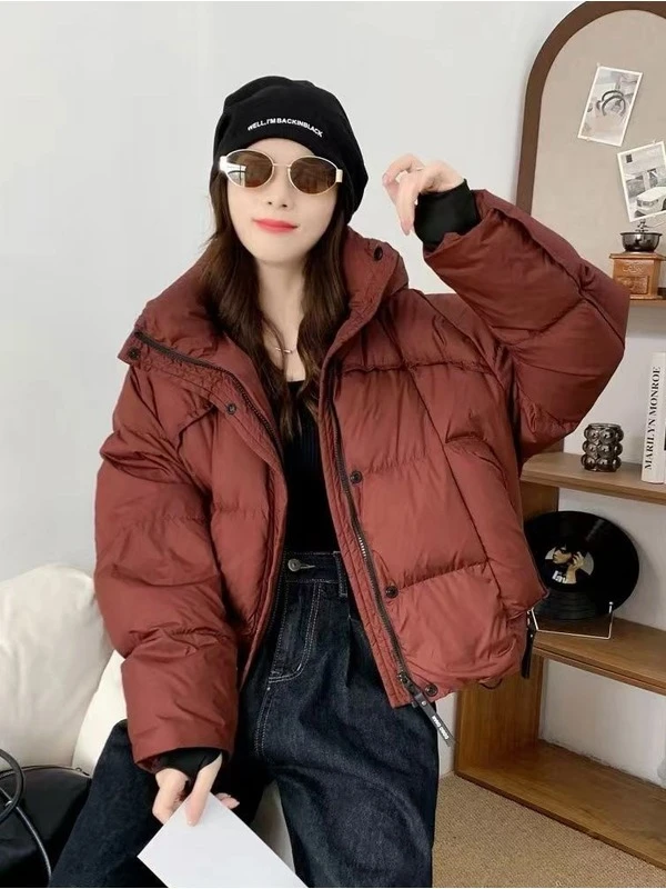 冬季新款厚款连帽韩版宽松休闲时尚羽绒服女款爆款2025新款正品