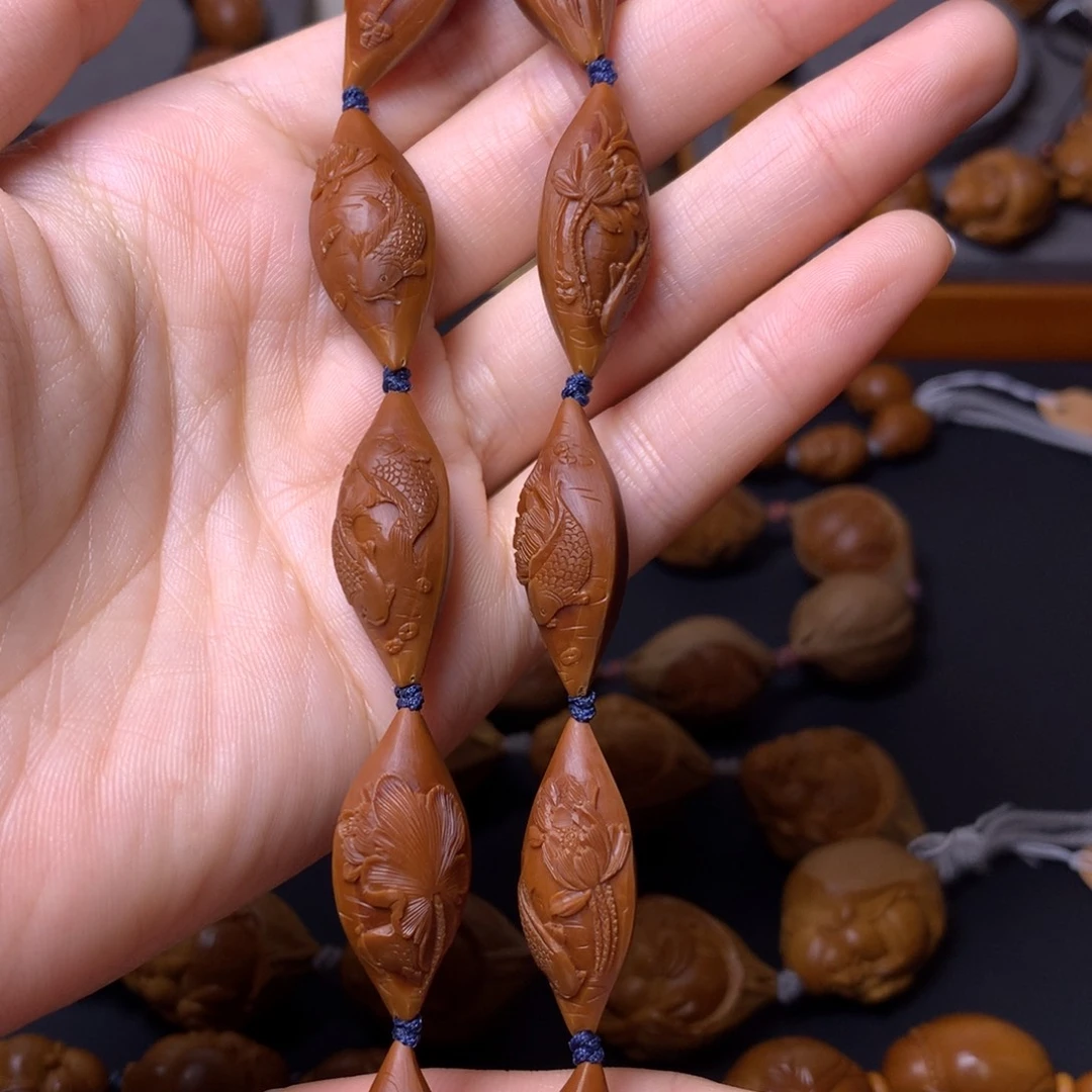 橄榄核手串/手链鱼戏莲花