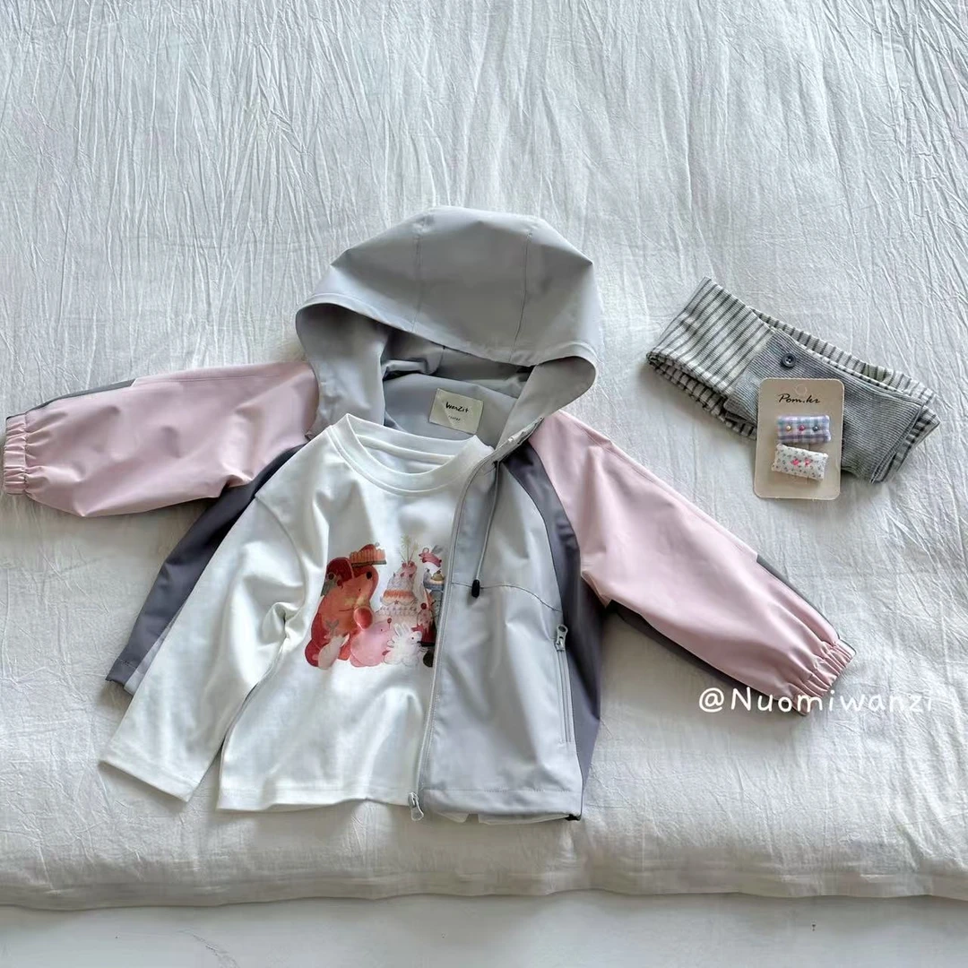 丸子十【现货】软壳棉感三色拼色连帽冲锋衣（秋款）WZJ-25598