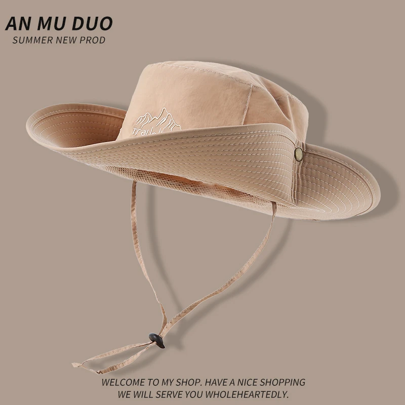 西部牛仔帽登山帽渔夫帽爬山沙漠防晒帽女户外太阳帽男遮阳大帽檐