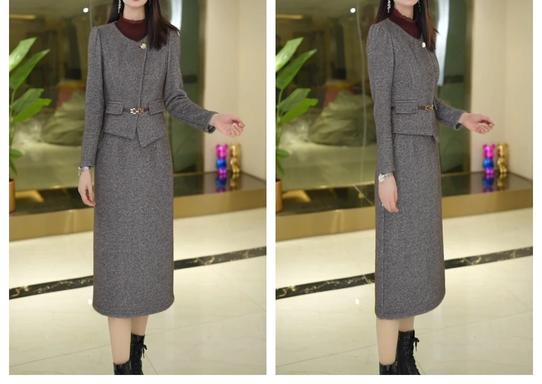 秋冬气质显瘦拼接修身洋气假两件冬季连衣裙1001